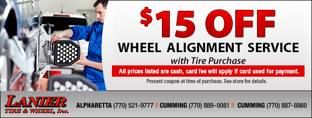 $15 OFF Wheel Alignment Service